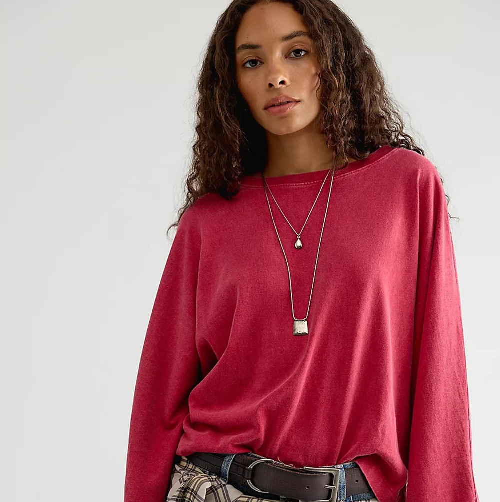 Free people Y2K Knit Relaxed Crop Sweatshirt top Cottagecore Boho Large A011304